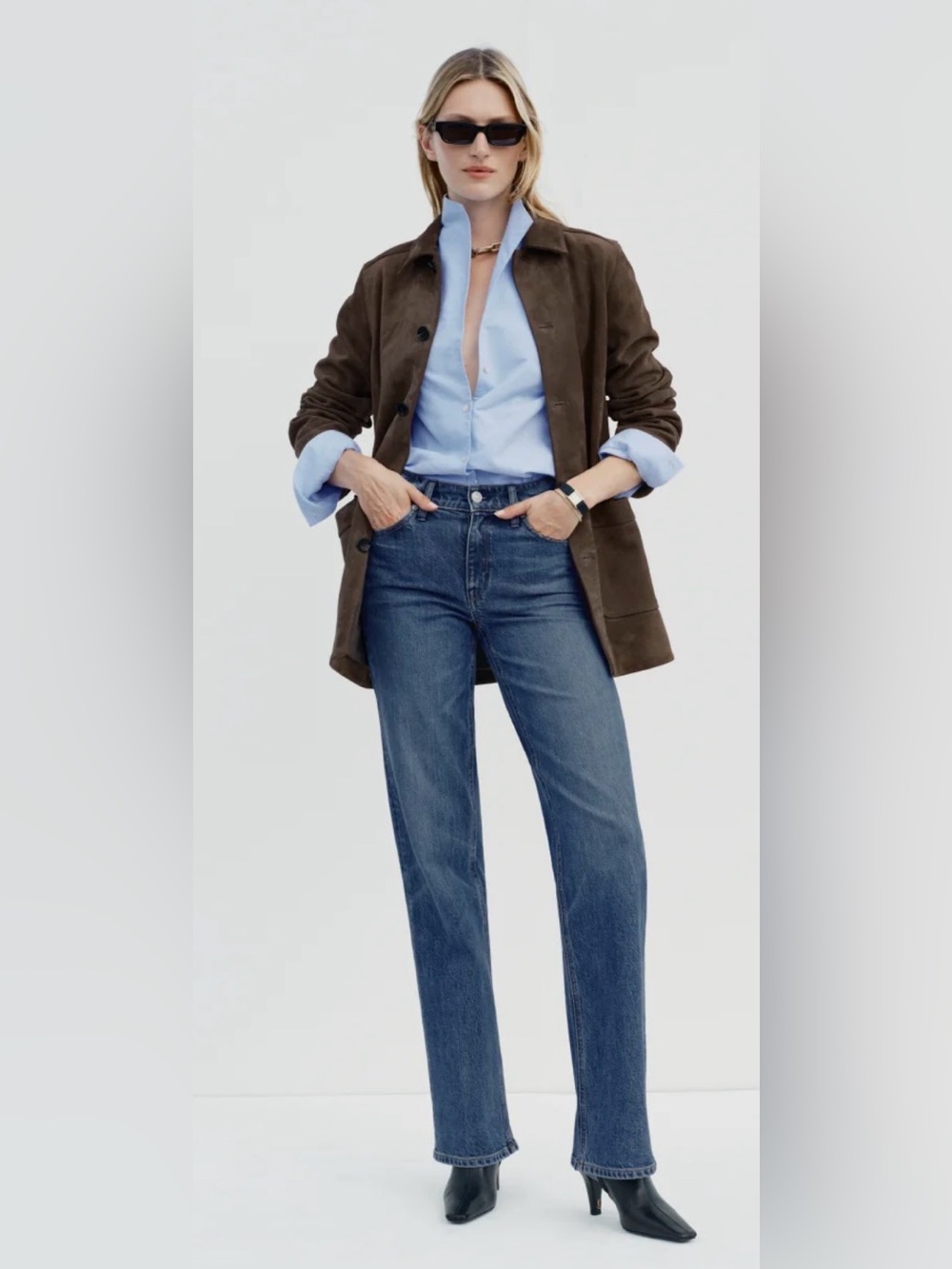 AYR Straight-Leg High-Rise Jeans - Blue
